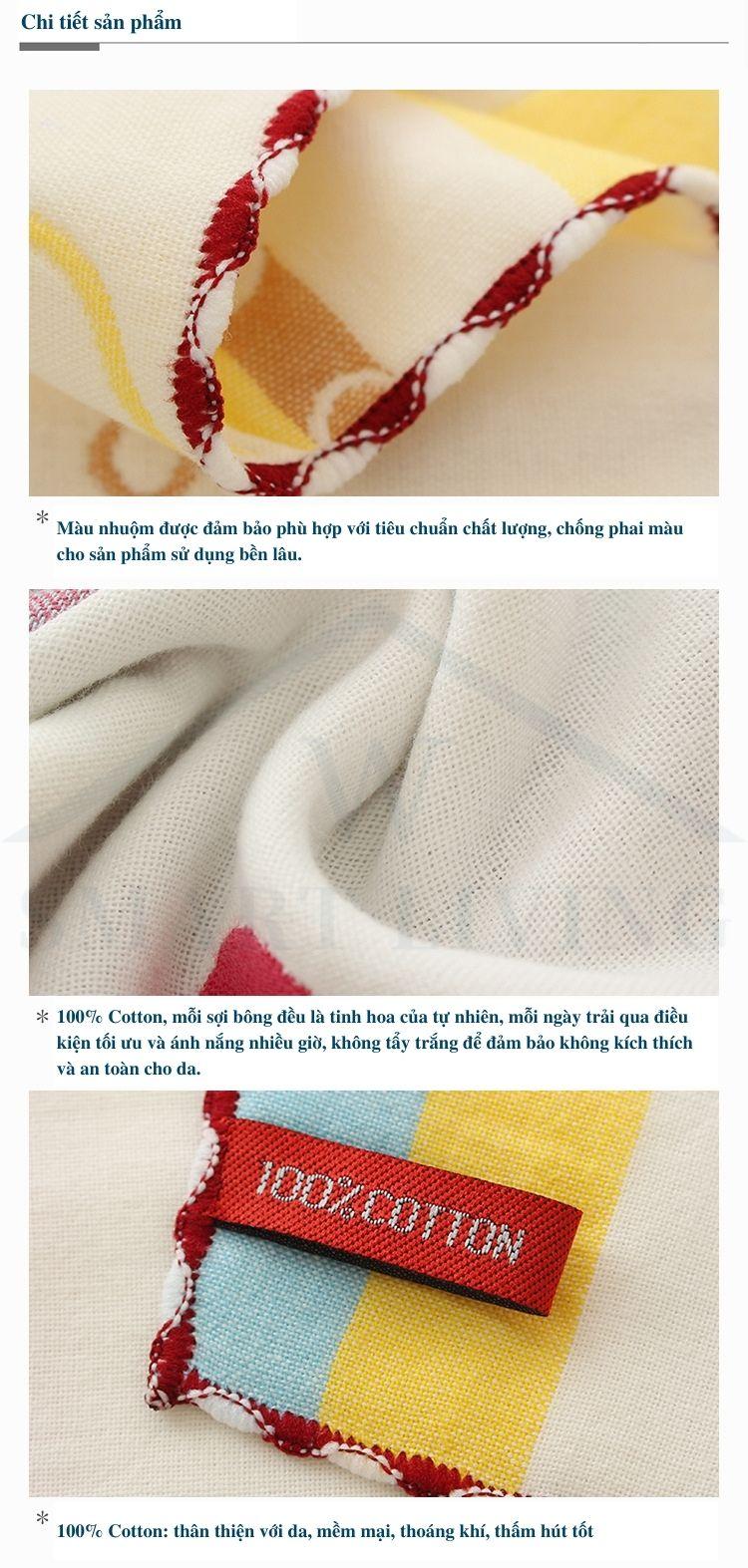 Product Introduction of Combo 5 khăn mặt trẻ em 6 lớp 100% Cotton 25x25 cm Gia Dụng Thông Minh khăn xô trẻ sơ sinh bông 100% thấm hút nước tốt mềm mại thân thiện với da mau khô kháng khuẩn không tẩy trắng màu sắc hình ngẫu nhiên 4