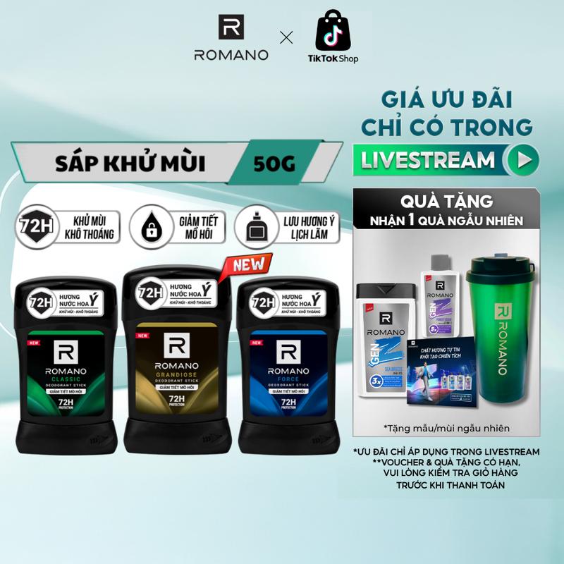   ĐỘC QUYỀN KOL  Sáp Khử Mùi Nam Hương Nước Hoa Lưu Hương 72h Romano 50g 3 Mùi Hương Classic  Force  Grandiose 