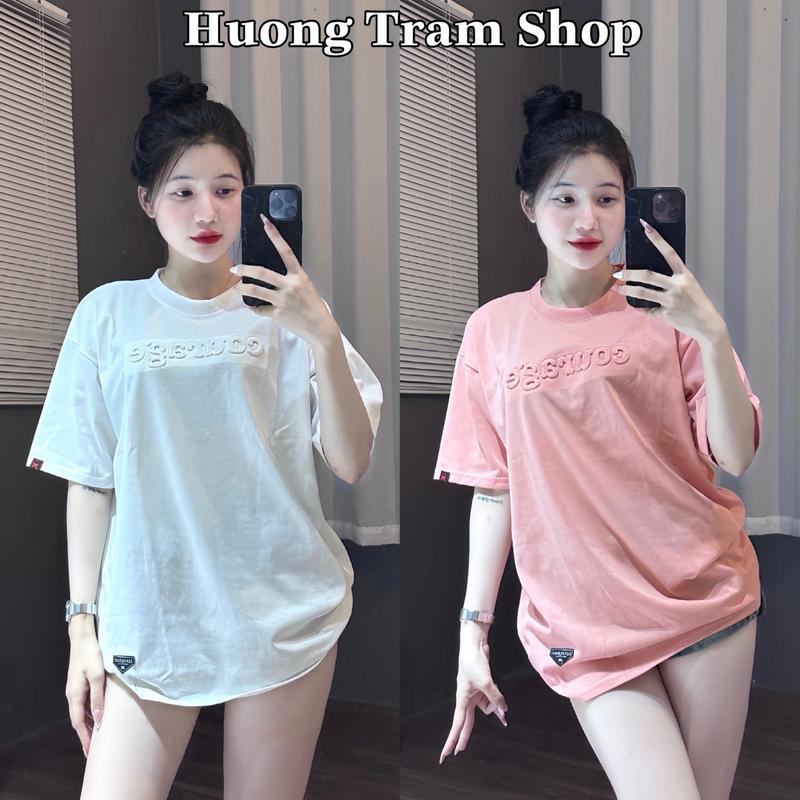 Áo thun Dập Nổi HươngTrầm Shop Chất liệu cotton 4 Chiều - Dập Nổi ( courage ) , Freesize 45-70kg , Thoáng mát thấm mồ hôi Nữ Top Cổ Tròn hotrend 2025