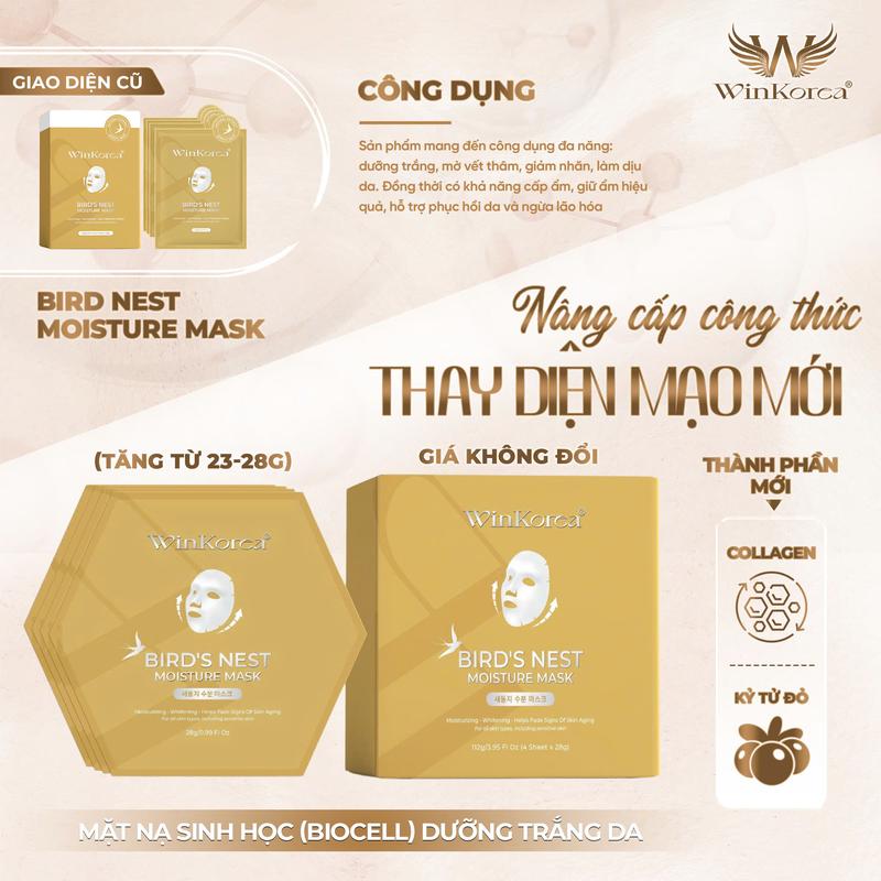 Mặt Nạ Dừa Sinh Học Biocell - Cấp Ẩm Dưỡng Trắng Mờ Thâm Cải Thiện Nếp Nhăn - 1 Hộp 4 Miếng