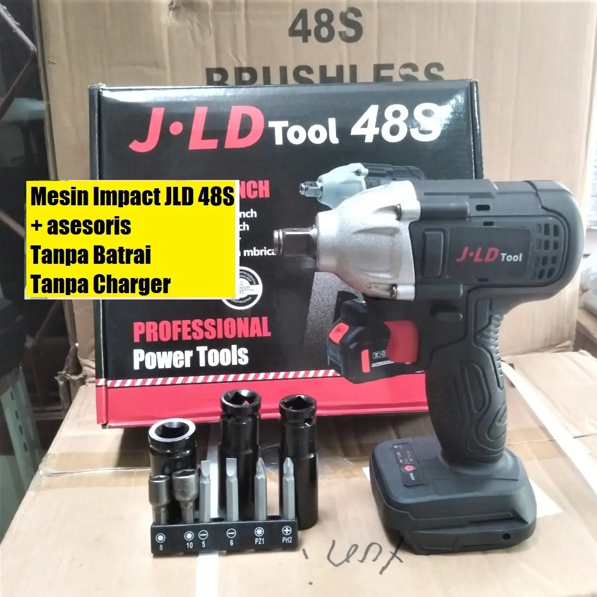HANYA MESIN  impact wrench cordless jld 48v 48 volt 48s unit only dan asesoris kunci shock Batrai