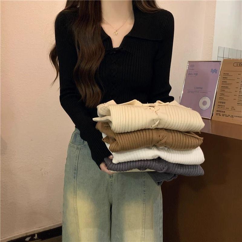 Product Introduction of Áo Len Dệt Kim, Dài Tay, Cổ Polo, Hàng Mới Về Mùa Thu 2024, Áo Len Mặc Trong, Ngắn Và Nhỏ, Có Thể Mặc Bên Trong Áo Len, Dành Cho Nữ, Thích Hợp Cho Mùa Thu Và Mùa Đông 41
