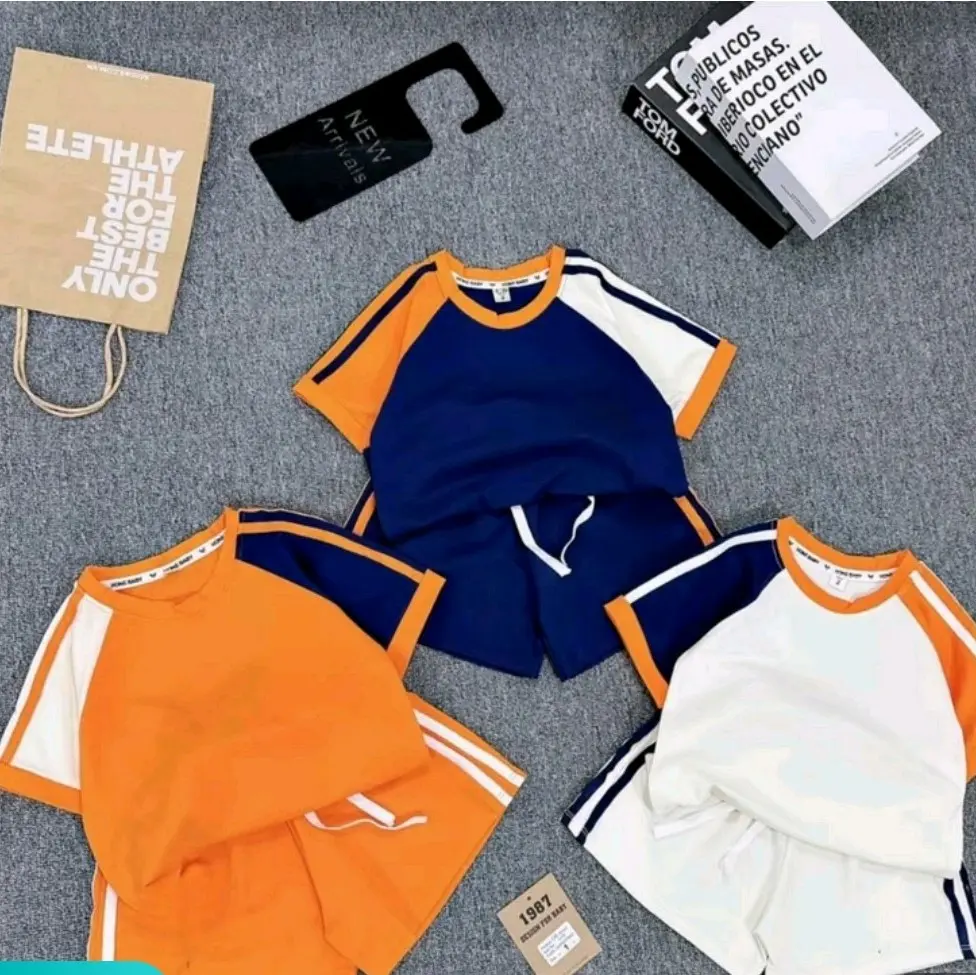 có chữ và logo[DASS] 8-50kg bộ thể thao  cặp bé trai bé gái nam nữ bộ gia đình mùa hè vải cotton mát đẹp-bichngockids-