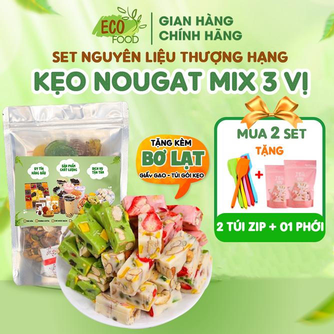 Set nguyên liệu làm kẹo Nougat [60 -70 chiếc]  Kẹo hạnh phúc Siêu hạt ít ngọt 5 vị cao cấp-Candy Food