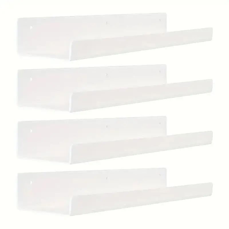 Acrylic Floating Shelf, 4 Counts/set Wall Mounted Shelf, Wall Storage Rack for Living Room, Bedroom, Kitchen, Home Decor