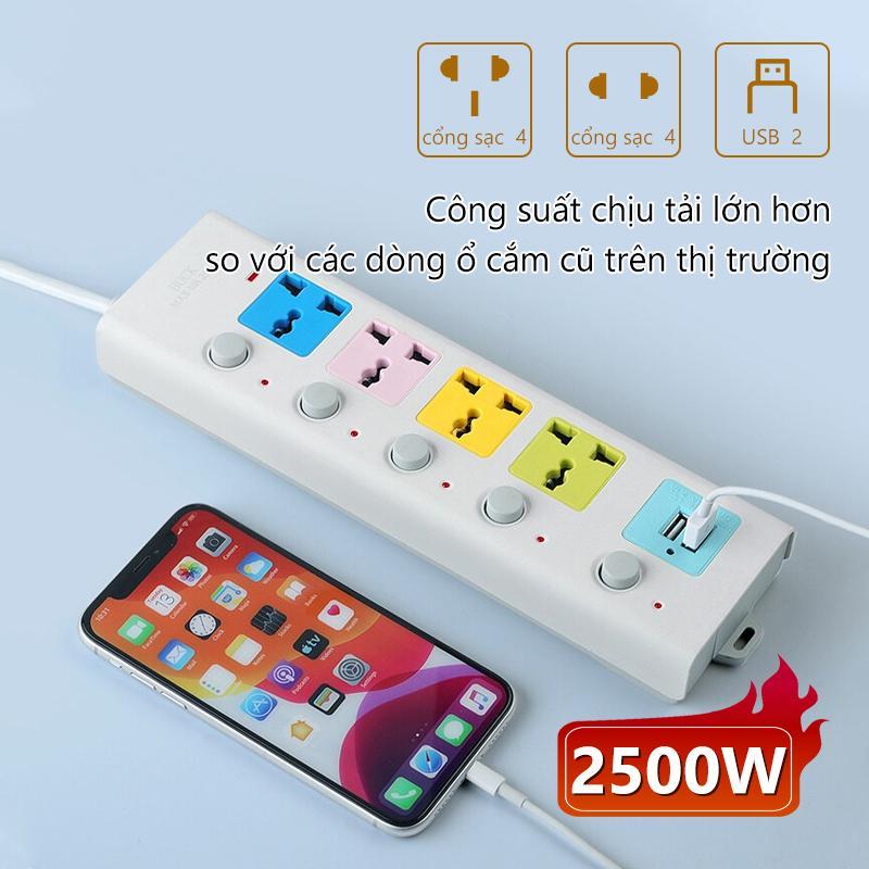 Product Introduction of Ổ Cắm Điện USB Đa Năng Chống Giật Dây Dài 2m Công suất 2500w Tích Hợp Chốt An Toàn 5