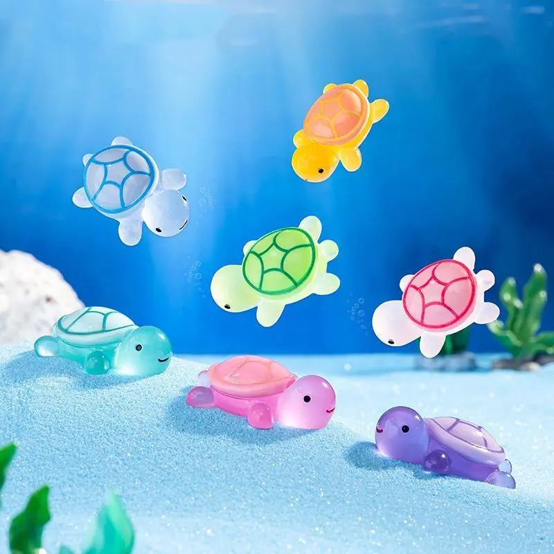 Random Color Luminous Turtle Decoration, 10/20pcs Mini Turtle Ornament, Diy Micro Landscape Mini Desktop Car Decoration Ornaments, Birthday Gifts Ideas, Pink & Pastel Colors, Decor Figurine Glow in The Dark Decoration, Room Home Decor Ornament, Magical 4
