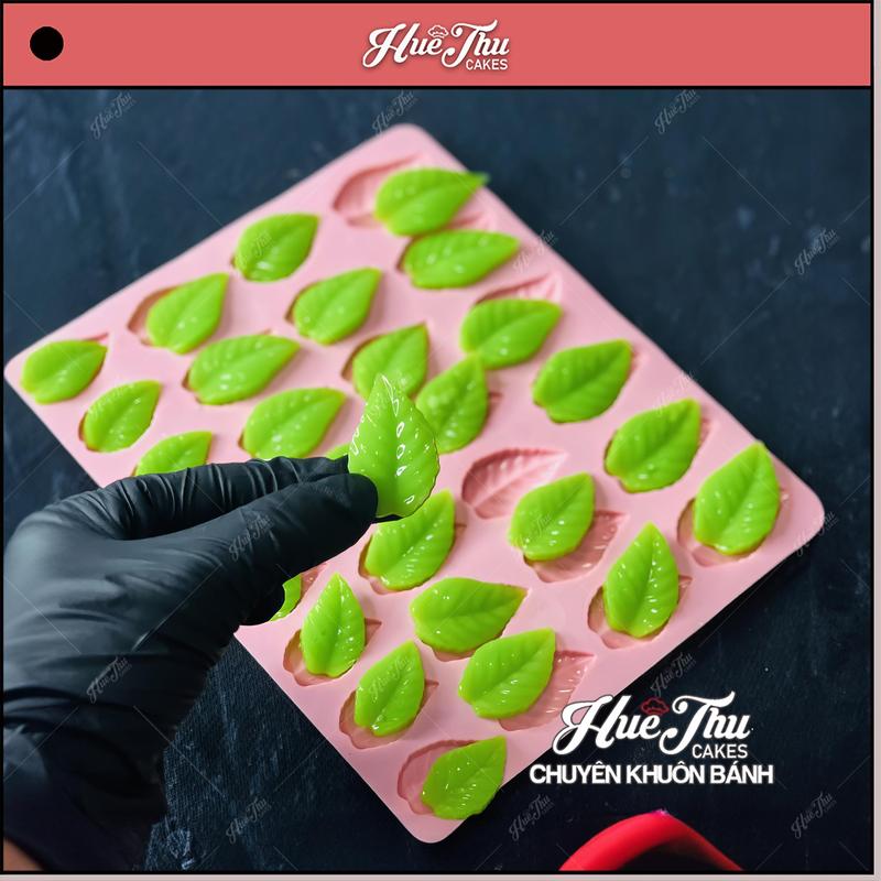 Khuôn silicon Vỉ Lá Gân (vỉ 28 lá) làm bánh rau câu 3D 4D nhấn xôi, fondant, socola, nến hanmade