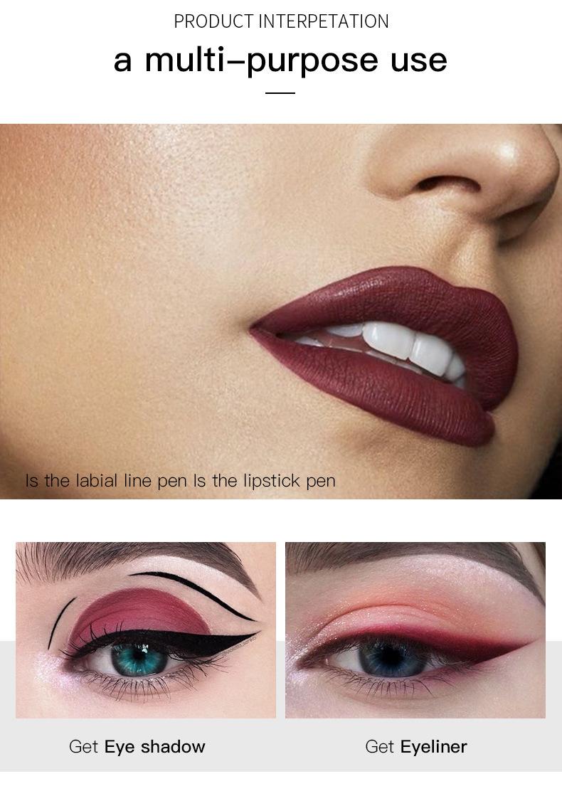 Product Introduction of Pudaier Three-Dimensional Matte 17 Colors Lip Liner Automatic Non-Decolorizing Eye Shadow Eyeliner Lipstick Lip Pencil 10