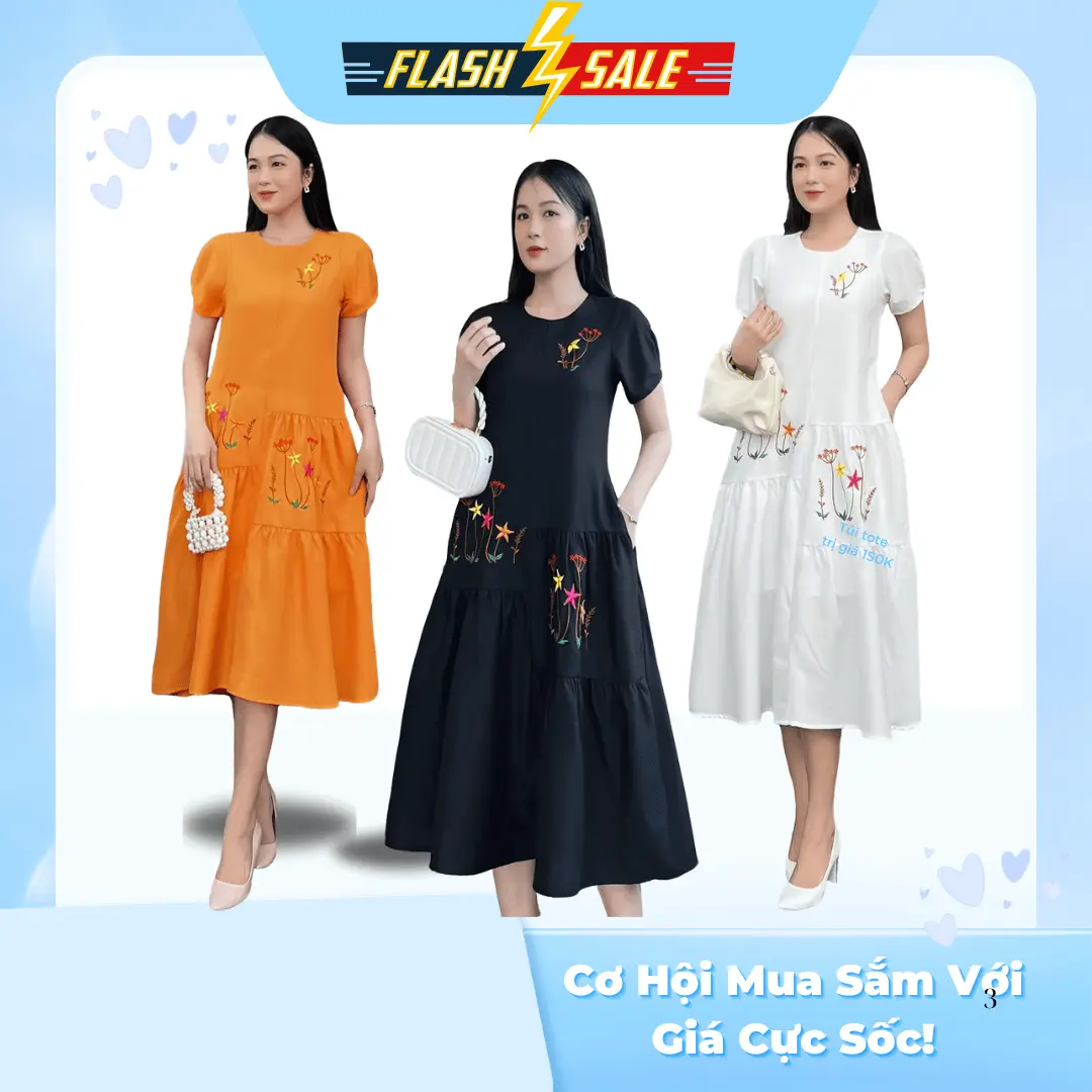 Lady Fashion 06 -Đầm xòe thêu giật tầng lạ mắt dành cho nữ D118