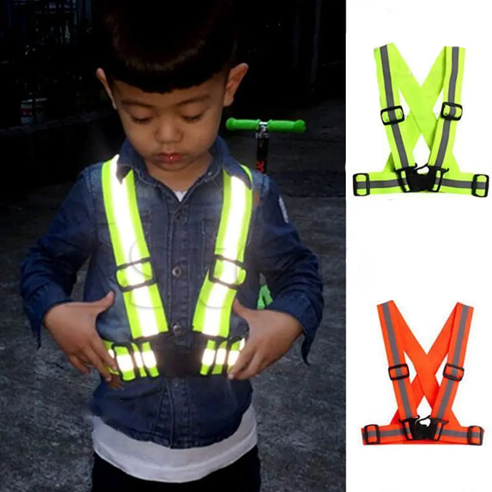 4cm Width Night Conspicuous Lightweight Kids Vest High Visibility Reflective Safety Stripes