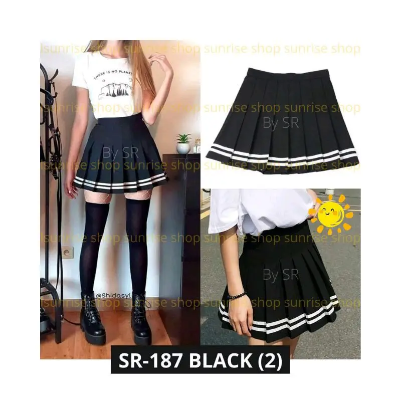 Rok korea mini list bawah Pendek / rok cheerleaders Wanita 1