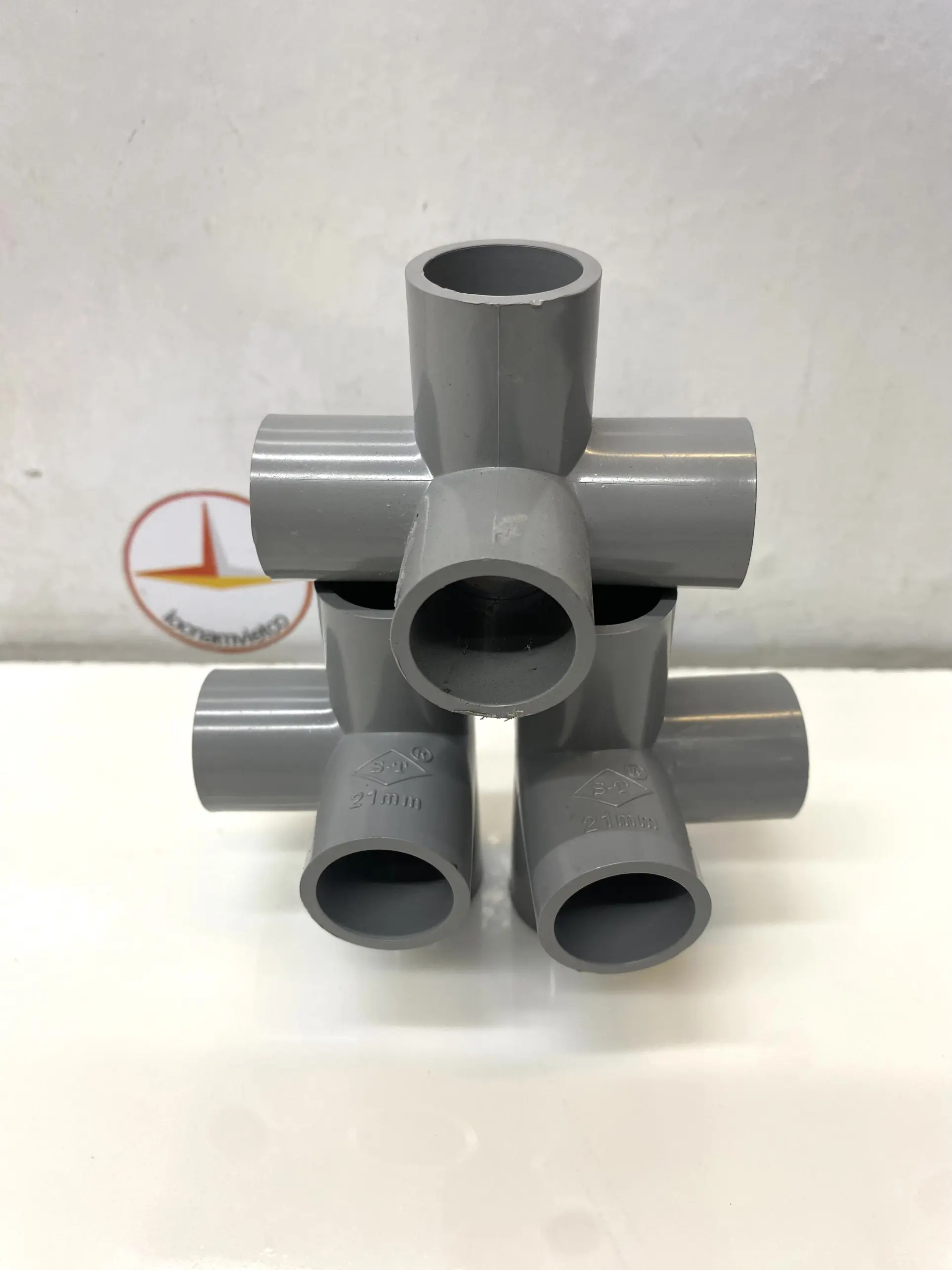 Co góc 4 nhánh, co góc 4 hướng, chữ thập góc nhựa PVC 21, 27, 34, 42