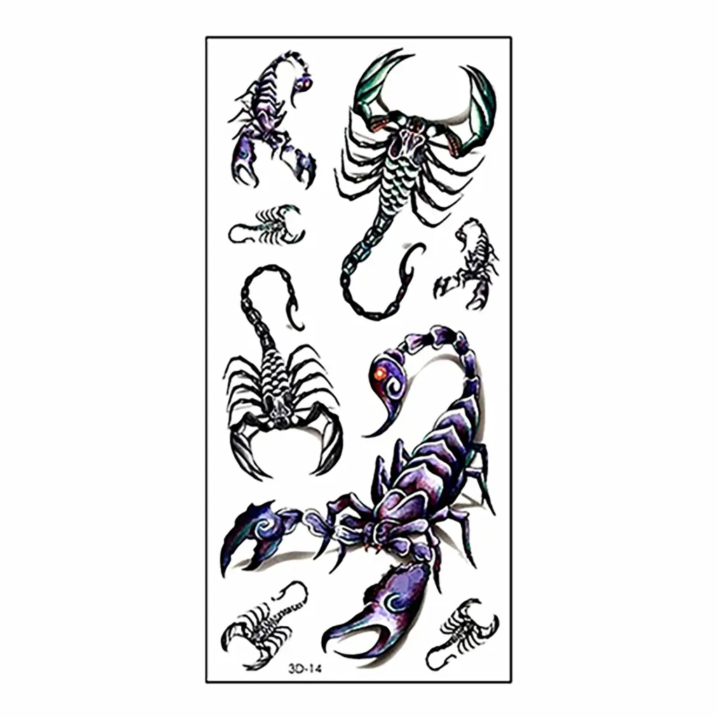 Yibao Men Fashion Cool Funny 3D Scorpion King Temporary Waterproof Tattoo Sticker