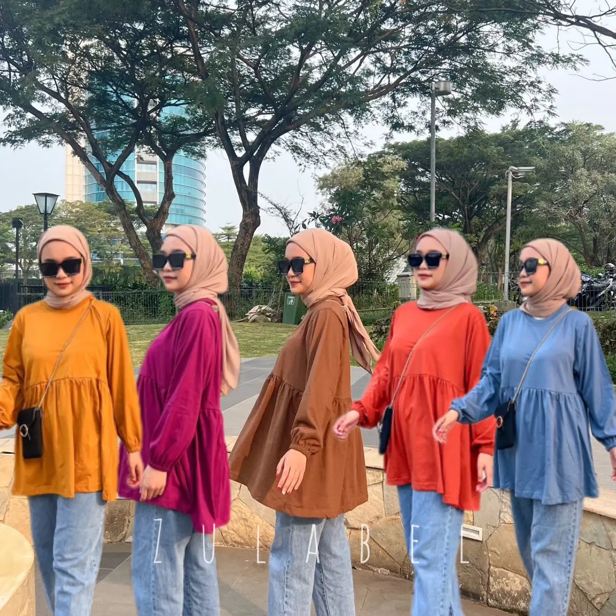 Nadin Kaos Rampel by Zulabel Katun Combed Polos Muslim Wanita