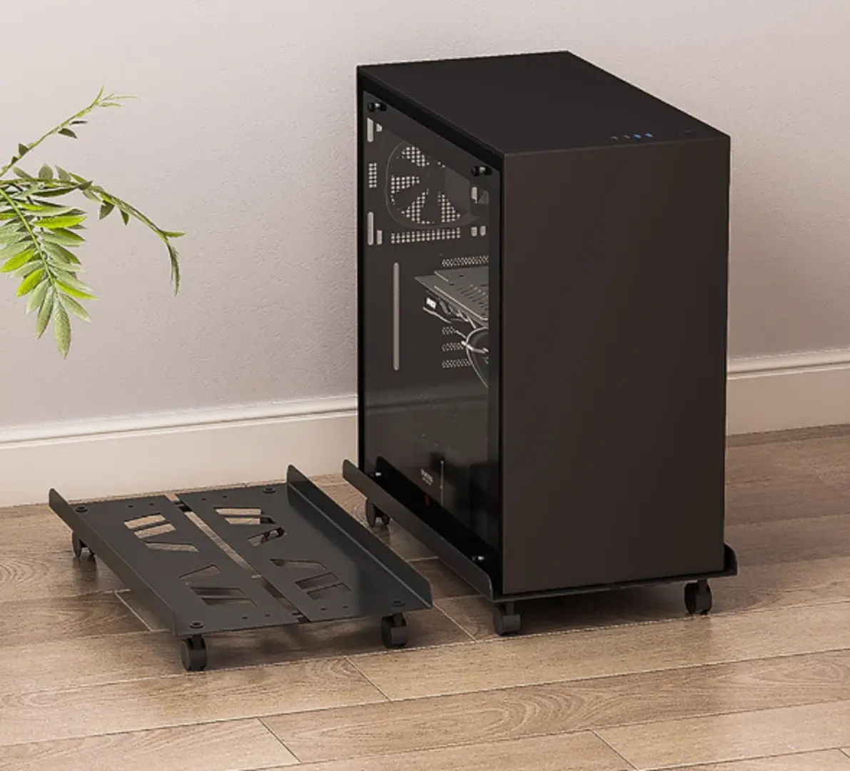 Giá để  cây máy tính CPU di động, có thể điều chỉnh độ rộng, chất liệu thép có bánh xe xoay 360 độ-HL112/HL80