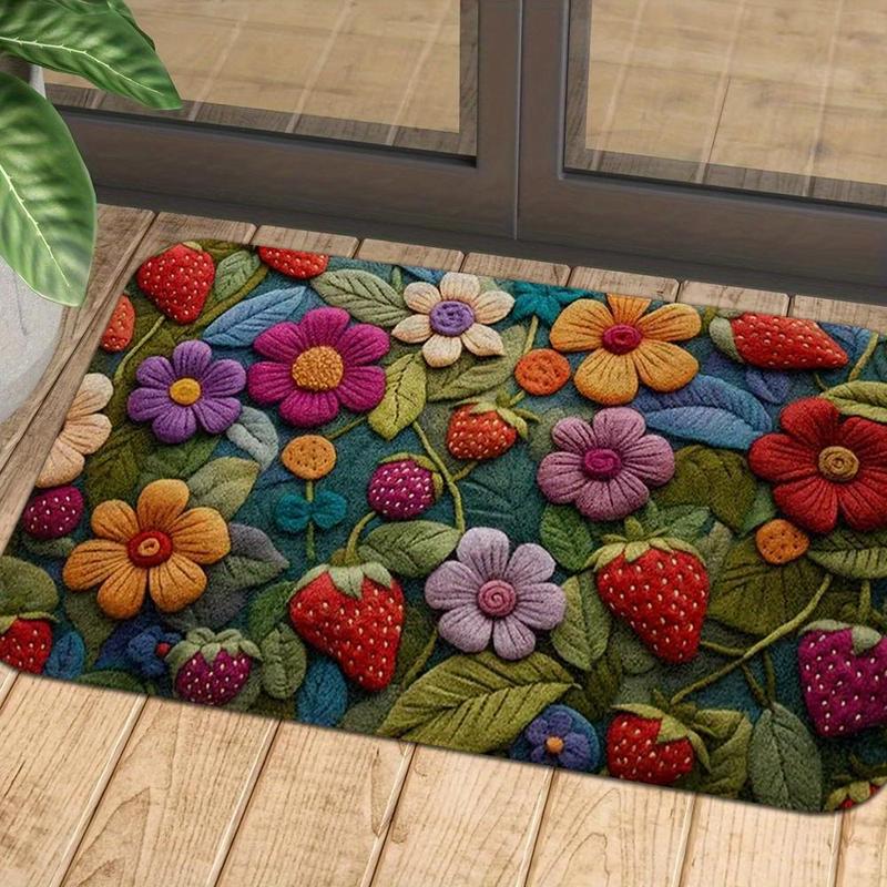 Product Introduction of Floral Pattern Welcome Mat, Non-slip Colorful Sunflower Pattern Absorbent Soft Mat, Suitable for Indoor & Outdoor, Home Decor 0