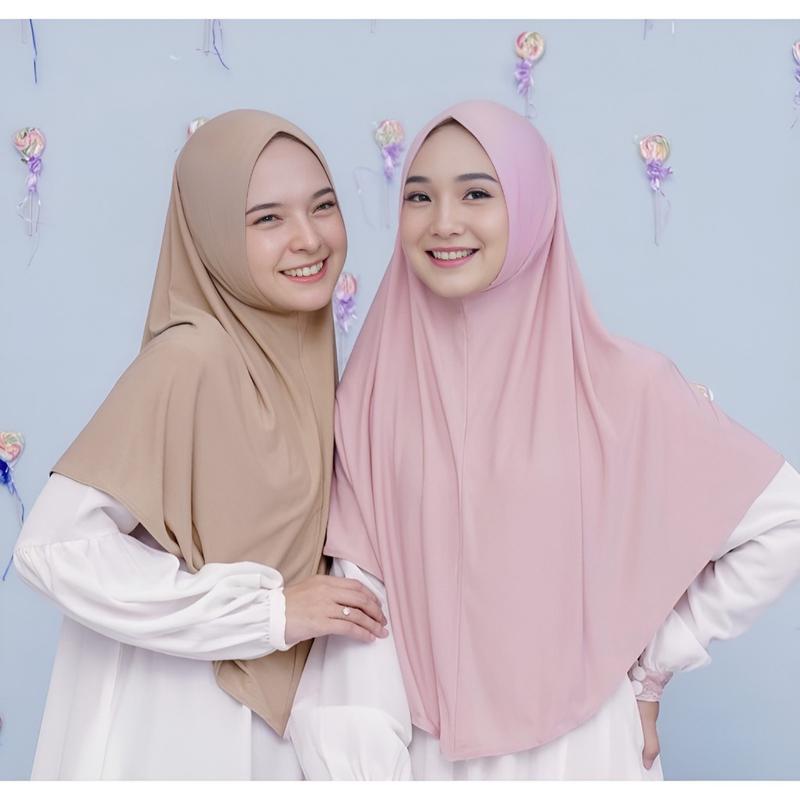 Bergo Hamidah Non Pet Jersey / Bergo Instan Malay Non Pad Daily Jersey Premium/Kerudung Jumbo Bergo Malay Ukuran L Nonpet Hamidah 9