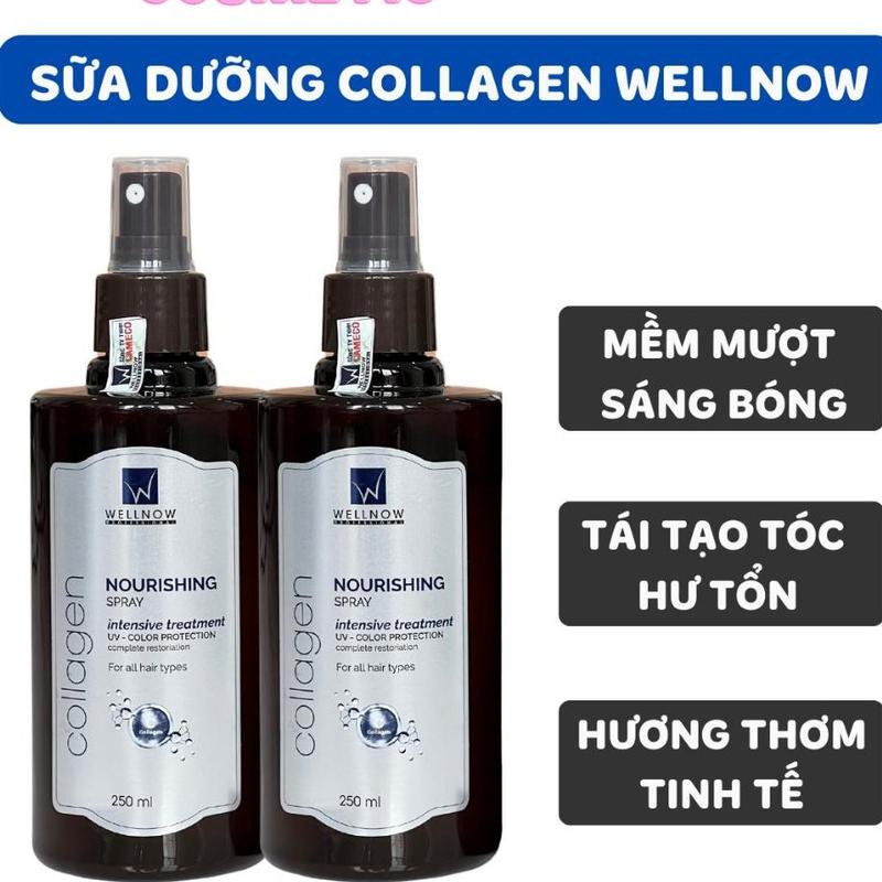 Sữa xịt dưỡng tóc Wellnow Collagen 250ml phục hồi tóc hư tổn siêu mềm mượt hương nước hoa