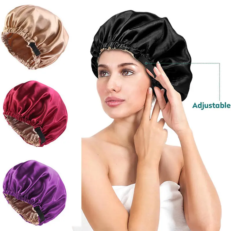 Satin Silk Adjustable Suitable for Bedtime Use Ladies Natural Curly Hair Cap Beauty Care
