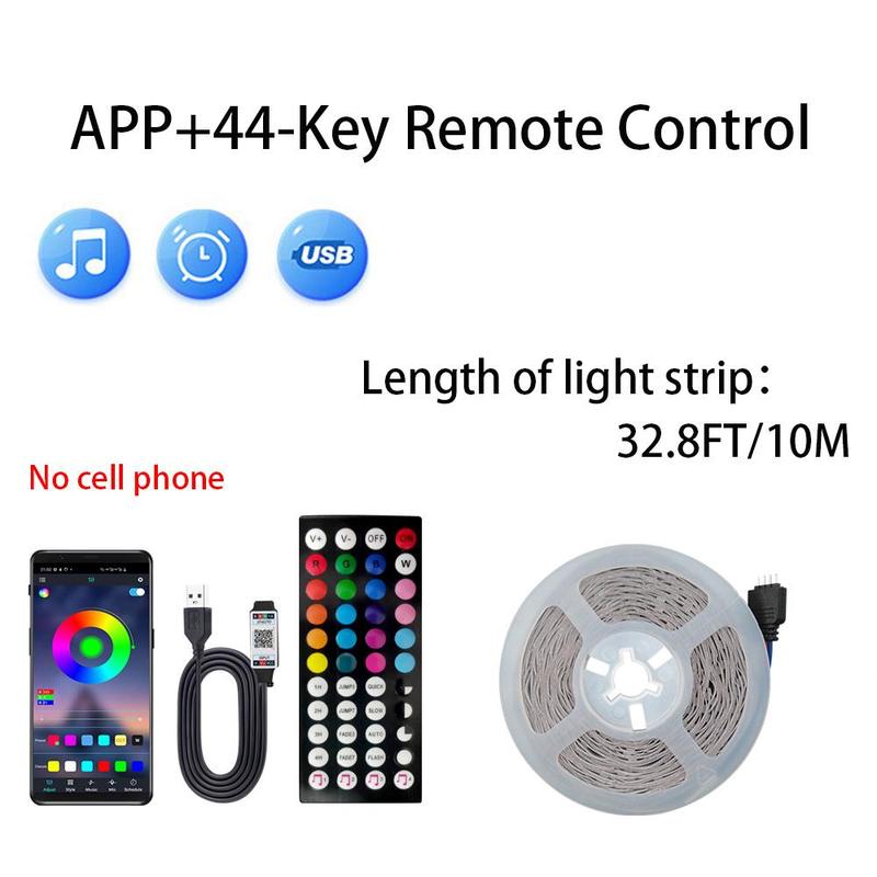 RGB LED Lights Bar, Smart App Control LED Light Strips with 44-Key Remote Control, TV & PC Backlighting LED Light for Bedroom, Living Room, Kitchen, Gaming Decorative Night Light, Home Gadgets, Christmas Decorations Gadgets 6