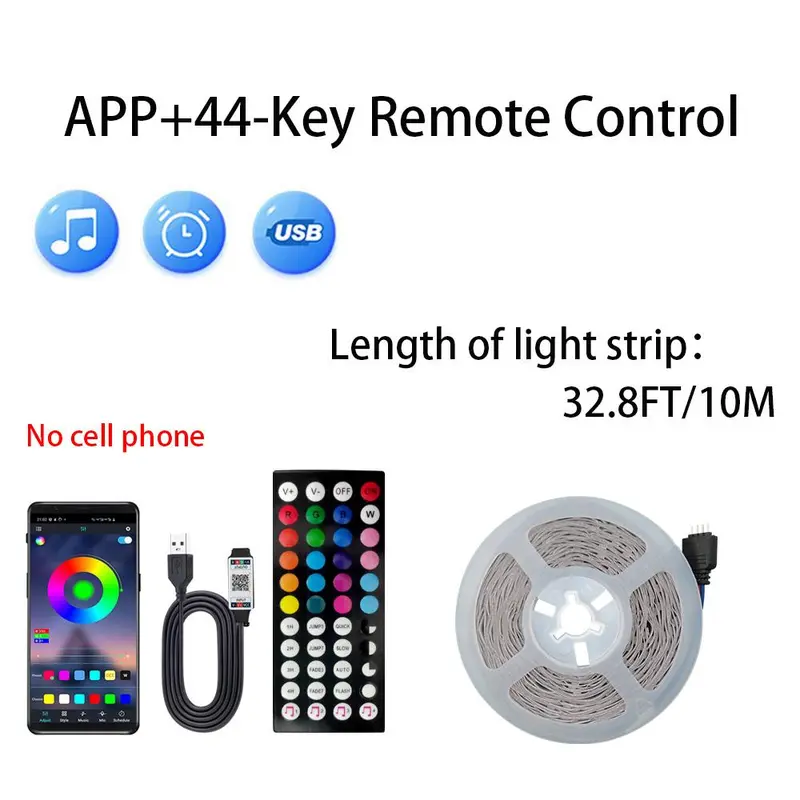 RGB LED Lights Bar, Smart App Control LED Light Strips with 44-Key Remote Control, TV & PC Backlighting LED Light for Bedroom, Living Room, Kitchen, Gaming Decorative Night Light, Home Gadgets, Christmas Decorations Gadgets 6