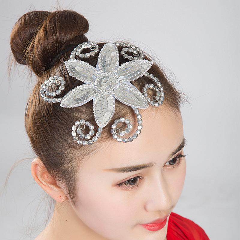 Product Introduction of Classical dance headdress square dance modern yangko stage lotus performance red pink flower headdress 28