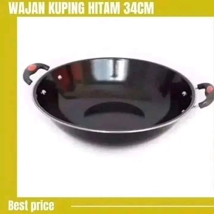 Wajan penggoreng enamel anti lengket model kuping/gagang ukuran 34 cm
