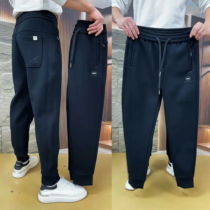 Quần Thường Ngày Mùa Đông, Lót Lông Cừu, Dày Dặn, Dành Cho Nam Giới, Cao Và Mỏng, Quần Bo Gấu, Dáng Rộng Rãi Và Dễ Phối Đồ Quần Thể Thao Hợp Xu hướng Hàng Mới Về