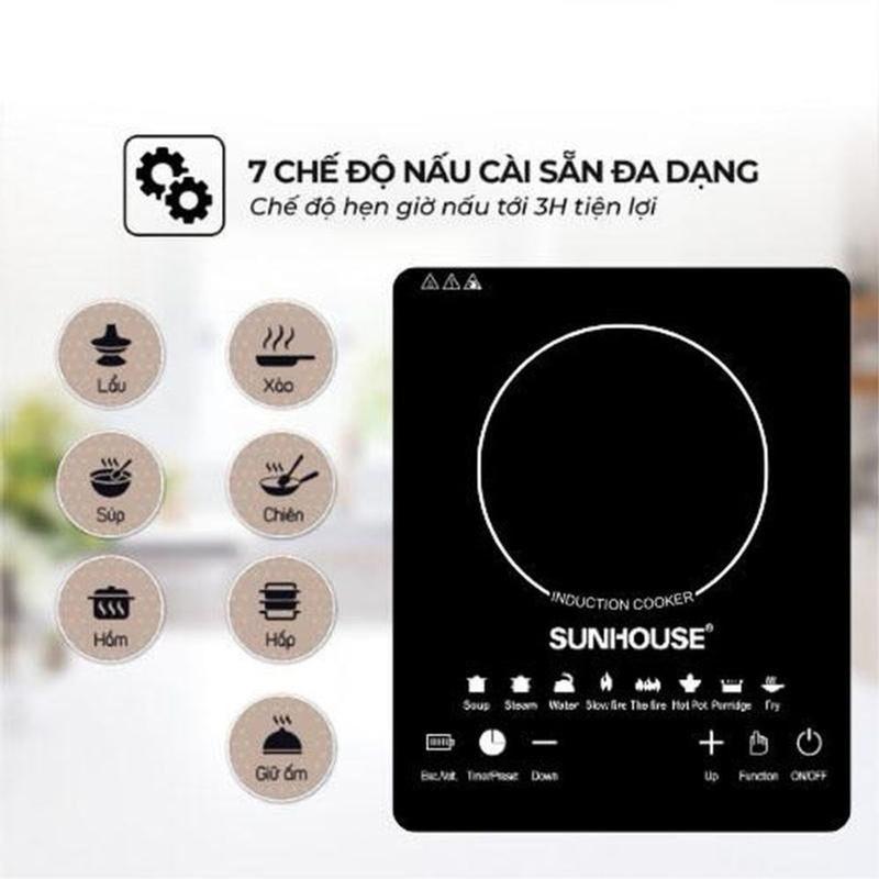 Product Introduction of Bếp Điện Từ Cảm Ứng Sunhouse Thế Hệ Mới SHD6011, Tặng Kèm nồi Inox, bếp điện đa năng, nồi lẩu,  Bếp Từ Công Suất 2000W,( Bảo Hành 12 Tháng) bếp  từ bếp  từ bếp  điện 49