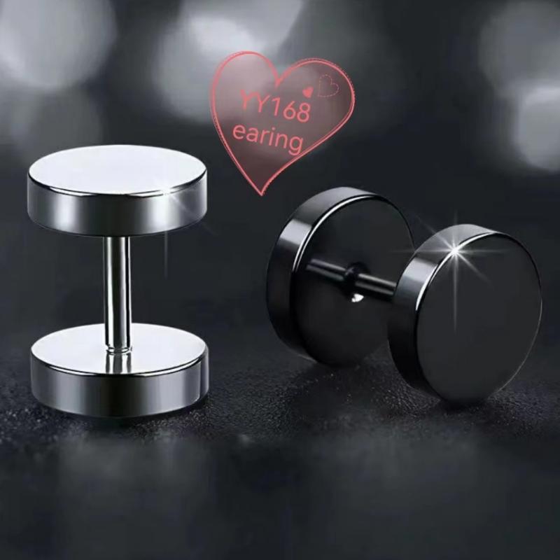 Product Introduction of 1pcsต่างหู ตุ้มหู จิว ต่างหูผู้ชาย Black Gothic Barbell Earring Fashion Round Plain Men Stud Earring Jewelry - 1 ข้าง 30