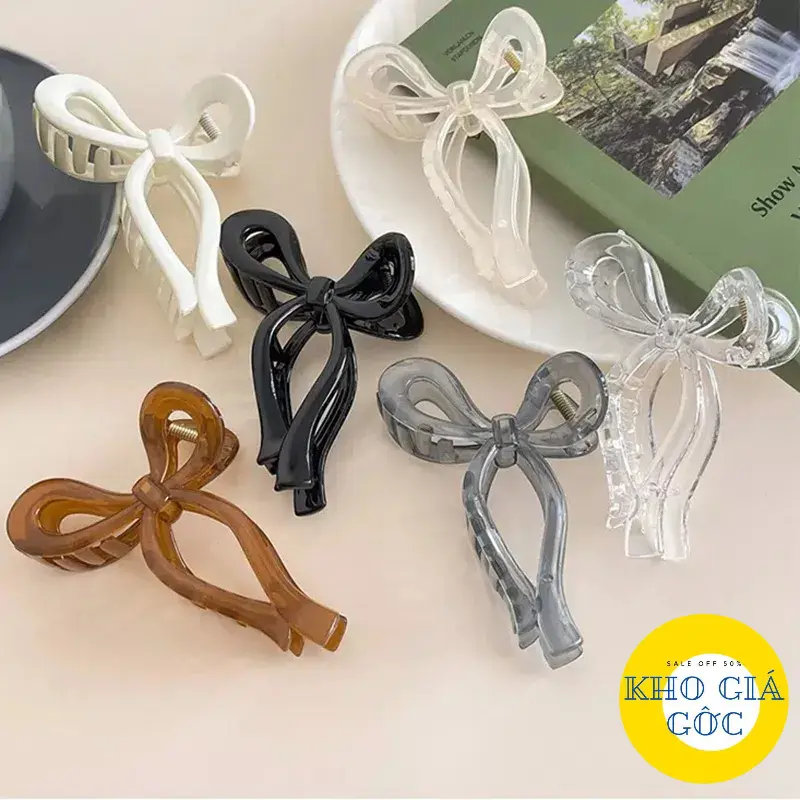 Cặp Tóc Hình Nơ Chất Liệu Nhựa Siêu Bền, Không Gãy Duyên Dáng Phong Cách Hàn Quốc Xinh Xắn Dành Cho Nữ 1