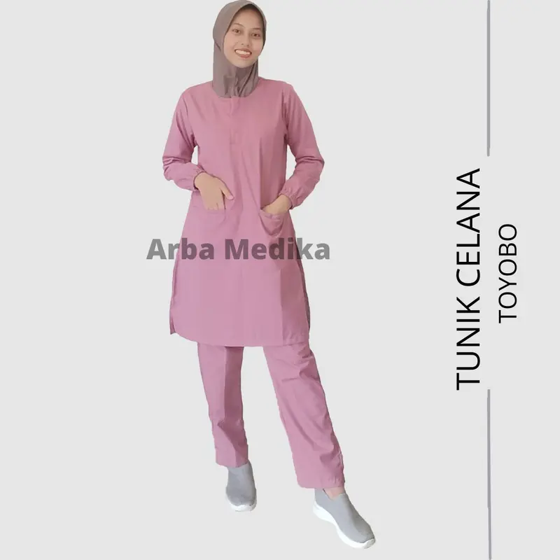 Baju OKA OK Tunik celana lengan panjang karet Dokter Bidan Perawat Wanita adem lembut 4