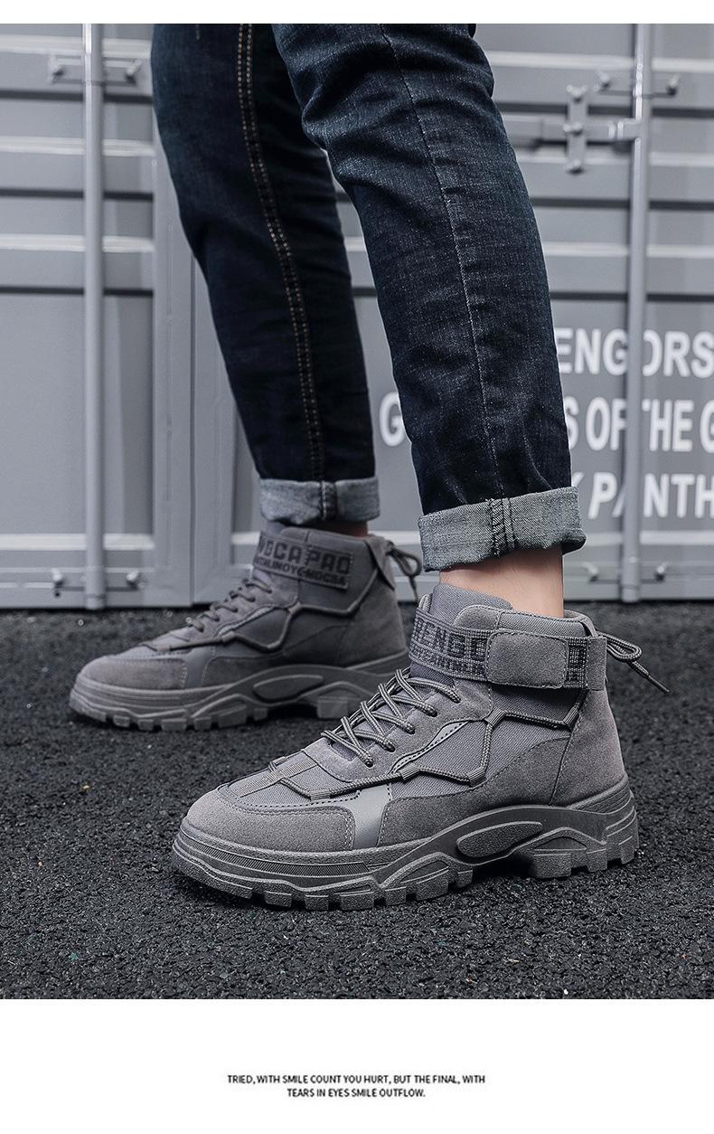 Product Introduction of in Stock Men's High-Top Martin Boots Worker Boot High-Top Motorcycle Boots in Stock Men's High-Top Martin Boots Worker Boot High-Top Motorcycle Boots Autumn Men's Martin Boots Mid-Top Retro British Style Worker Boot Trendy High Top Platform Casual Shoes 9 17