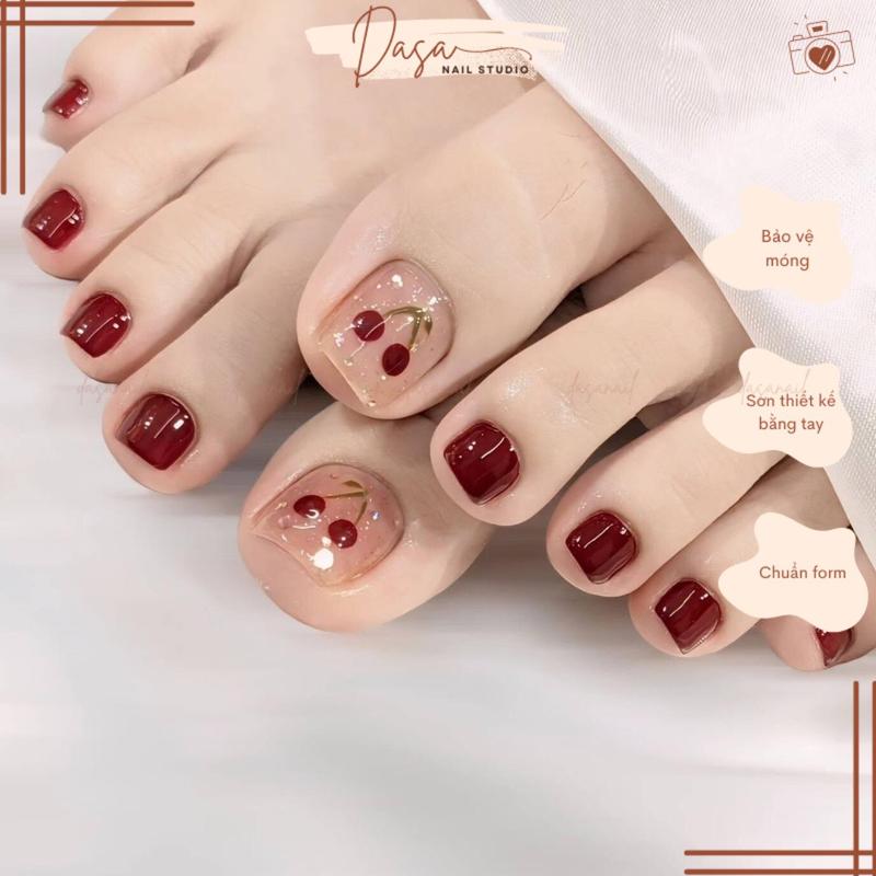 Móng chân giả NGẮN mix màu nail box chân GIÁ RẺ đẹp đơn giản thích hợp đi chơi chụp ảnh tặng keo dán móng MC061 tay nails boxxinh Làm Nail Nữ nail giả có đính nơ bộ