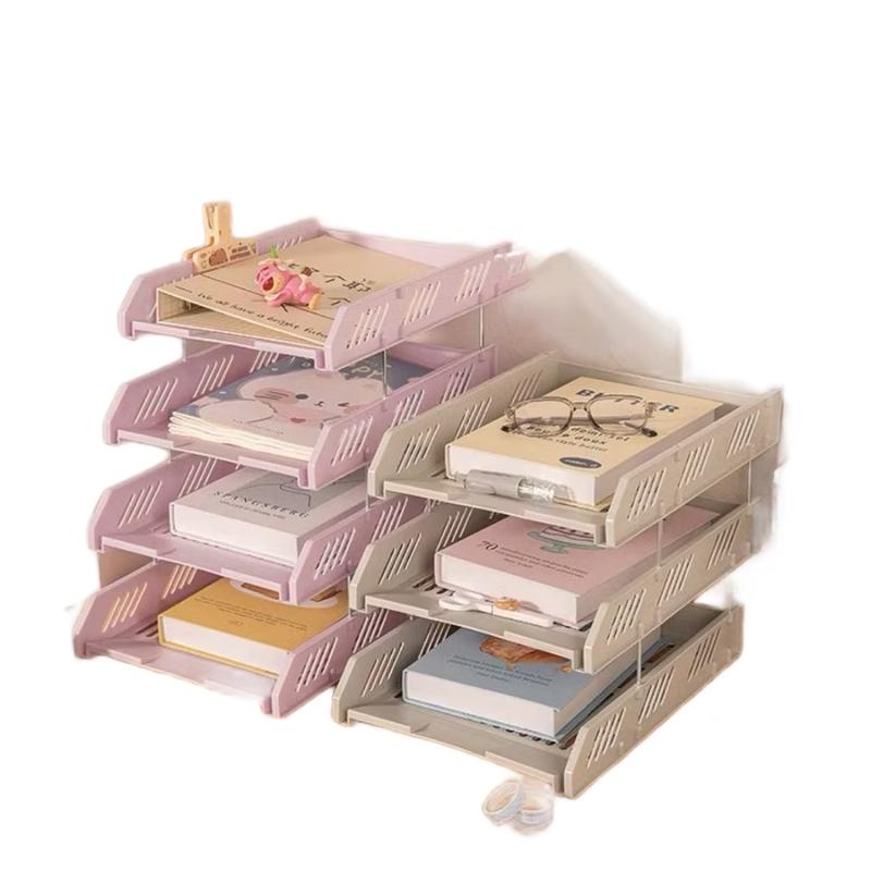 khay kệ đựng tài liệu A4 văn phòng sách vở giáo án có 2 size 3 tầng và 4 tầng tiết kiệm không gian làm việc