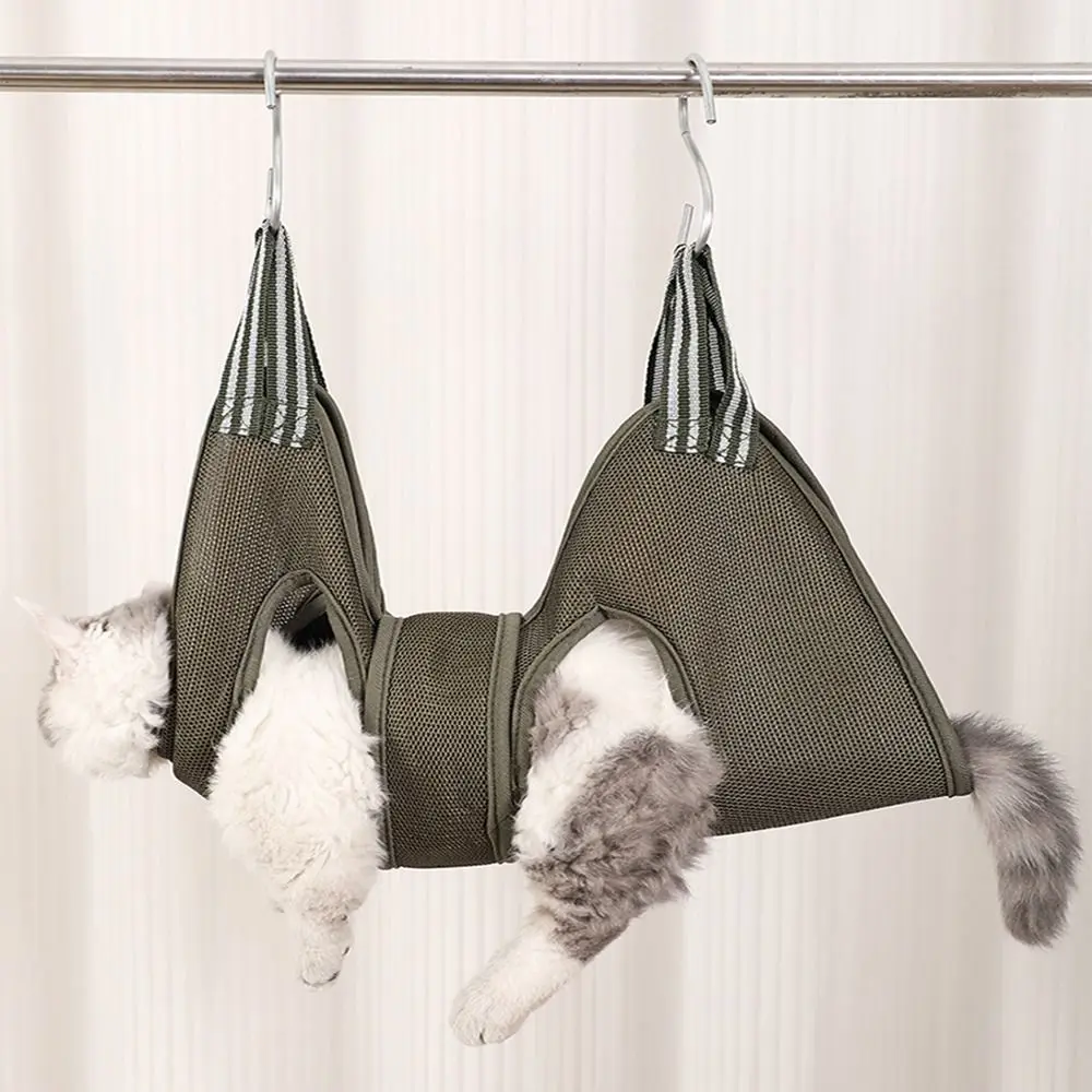 Multifunctional With Hooks Cat Grooming Hammock Household Hanging Dog Grooming Sling Elastic Anti Bite Pet Nail Clip Bag Cleaning Teeth
