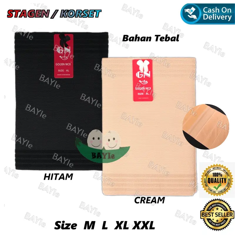 BAYIe - Korset / Stagen Pelangsing/Pengecil Perut setelah Melahirkan Model PEREKAT Double Bahan Tebal GOLDEN NICK Y23P Lebar 23.5 cm Size M, L, XL, XXL 0