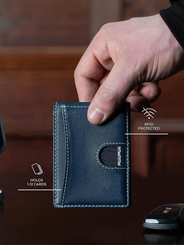 Men's Minimalist RFID Blocking Card Holder, Casual Plain Color Card Holder, Simple Style Card Holder for Daily Use 2