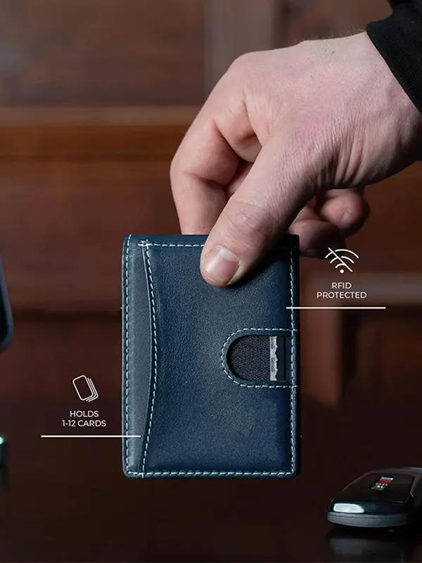 Men's Minimalist RFID Blocking Card Holder, Casual Plain Color Card Holder, Simple Style Card Holder for Daily Use 2
