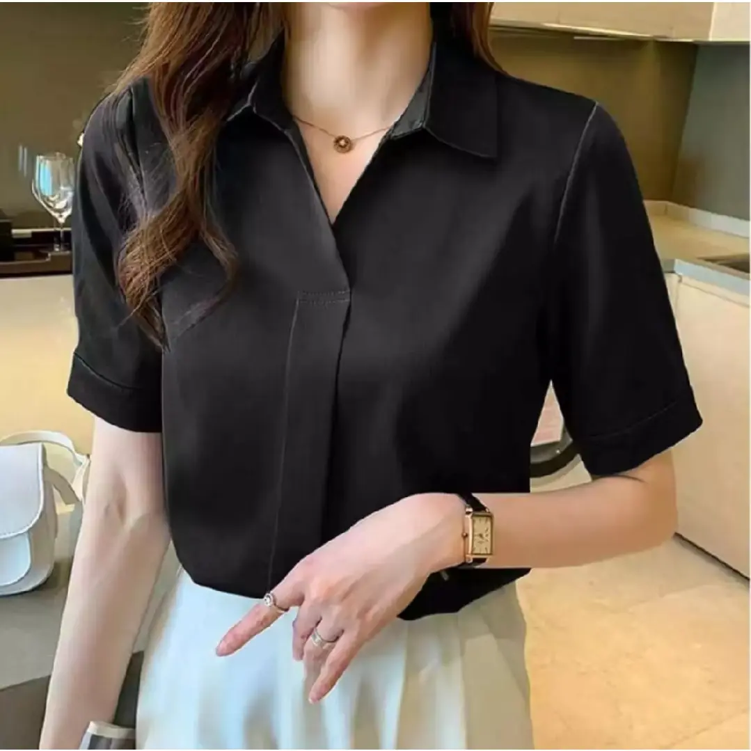 BLOUSE SARAH KEMEJA LENGAN PENDEK - BAJU POLOS WANITA MINIMALIS