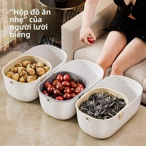 [Q-Men] HỘP ĐỰNG ĐỒ ĂN VẶT THÔNG MINH - THIẾT KẾ "LƯỜI BIẾNG" 2 IN 1: ĐĨA TRÁI CÂY + HẠT HƯỚNG DƯƠNG