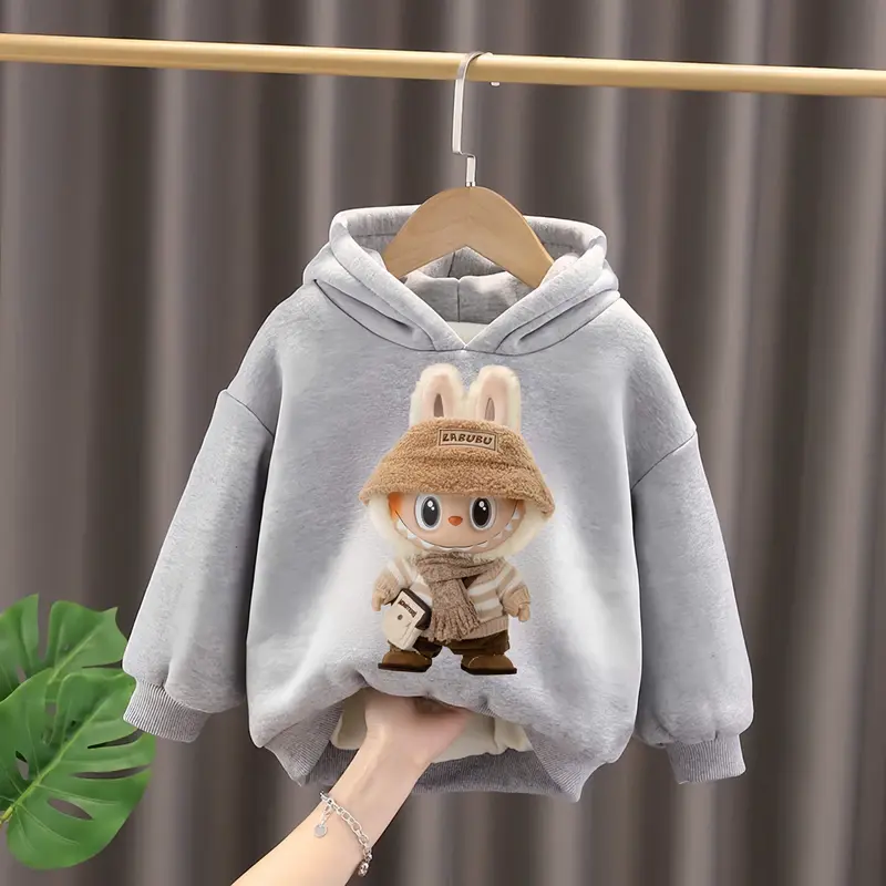 Áo nỉ hoodie LABUBU, Áo nỉ có mũ cho bé trai, bé gái  in HÌNH LABUBU chất nỉ bông vừa tay basic dễ mặc  dễ phối đồ cho bé từ 6-30kg áo  hoodie 5