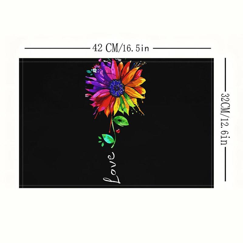 Product Introduction of Floral Pattern Place Mat, 1/4/6/8/12pcs Colorful Art Design Placemat, Elegant Tabletop Accent for Home Kitchen Dining Room 1