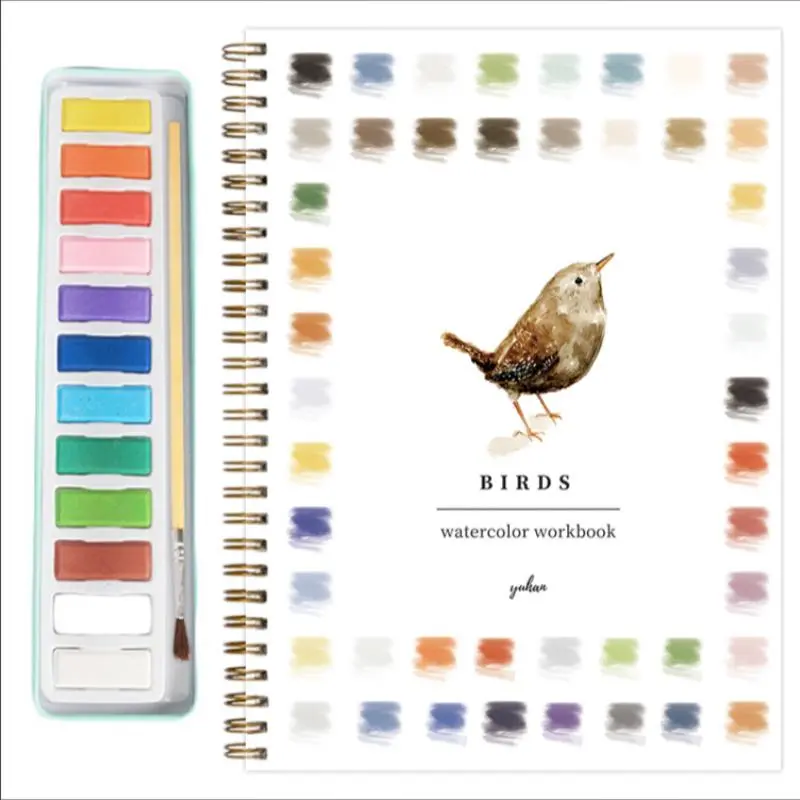 Watercolor Workbook, 1 Set Watercolor Paint Kit with Brush & Palette, Watercolor Paint Set for Beginners, Arts & Crafts Supplies