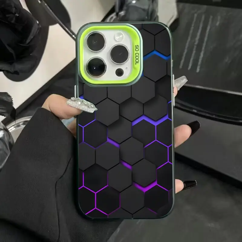 For iPhone XR X/XS XS Max 7 Plus/8 Plus 11 11 Pro 11 Pro Max 12 12 Pro 12 Pro Max 13 13 Pro 13 Pro Max 14 14 Pro 14 Pro Max 14plus/15 Plus 15 15 Pro 15 Pro Max case Cover Casing telepon IMD pola sarang lebah berteknologi tinggi 2