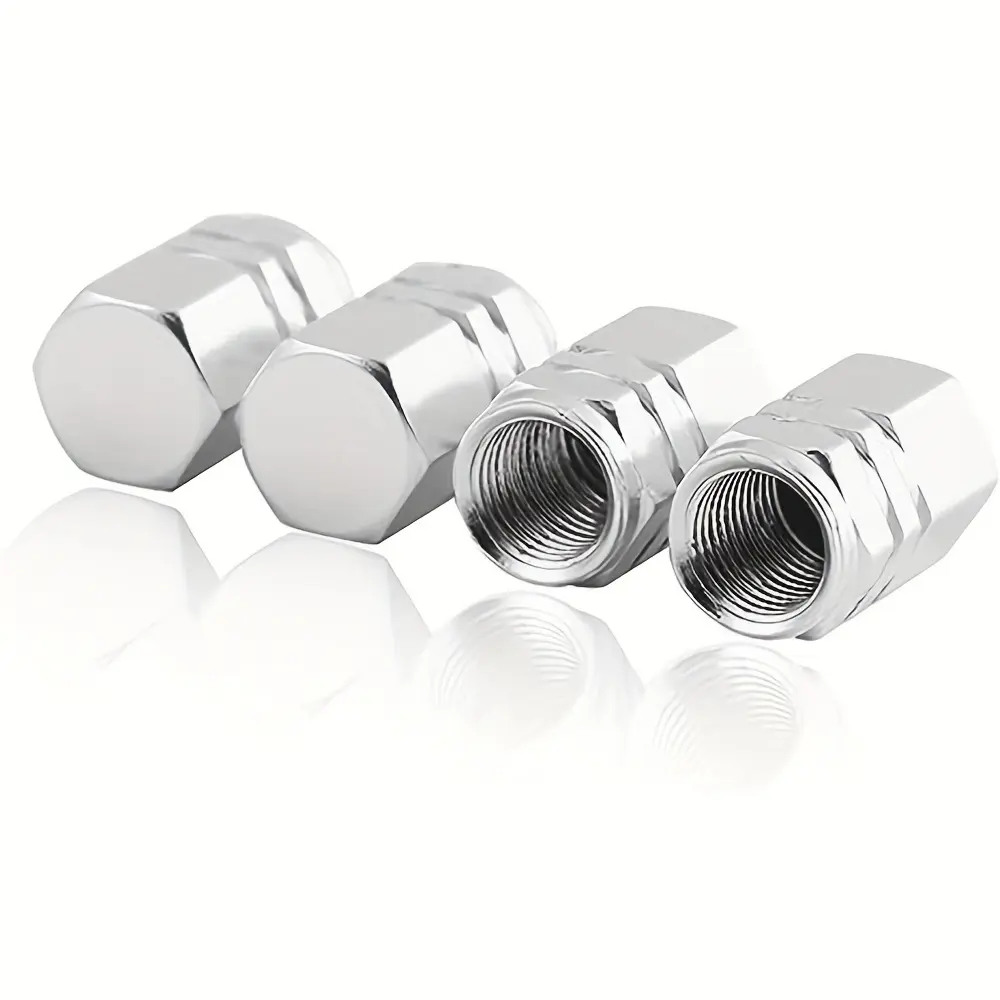 Four Personalized Tire Caps Aluminum Alloy Valve Tire Valve Caps Wheel Valve Caps Dustproof Tire Hexagonal