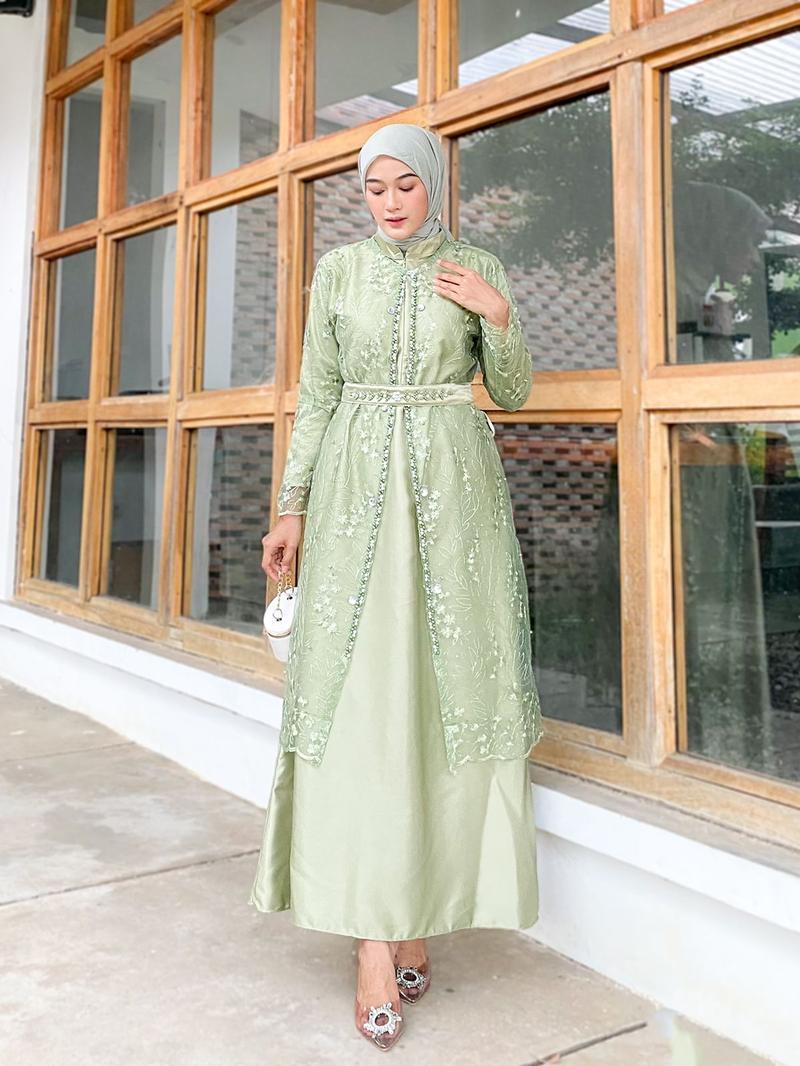 Product Introduction of Julissa Dress Free Outer Brokat Tille Mutiara Rompi Kondangan Gamis Pesta Polos 15