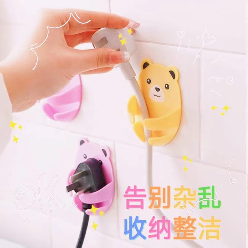Móc Cắm, Không Cần Khoan, Đa Năng, Mạnh Mẽ, Không Dấu Vết, Thiết Kế Hình Gấu Ôm Hoạt Hình, Dụng Cụ Sắp Xếp Cáp Dữ Liệu, Dụng Cụ Sắp Xếp Lưu Trữ Nhà Bếp, Móc Dính san pham tien loi 1