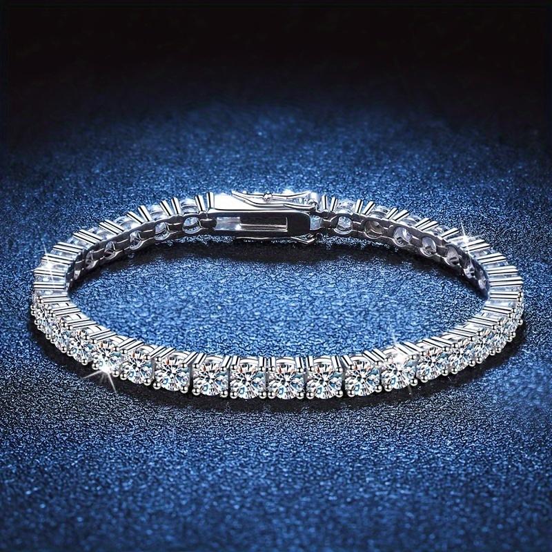 Product Introduction of 1 Carat Cool Silver Moissanite Diamond Tennis Bracelet, Carat Moissanite Diamond D Color (VVS1) 3